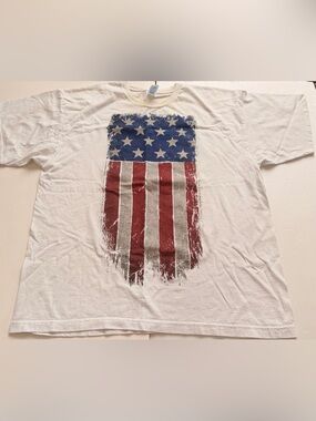 Vintage USA American Flag Graphic T-Shirt 2XL Distressed Patriotic Tee